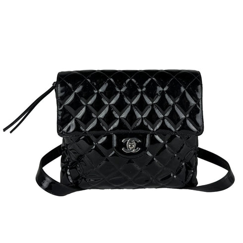 Vintage Double Sided Flap Bag Quilted Patent Medium