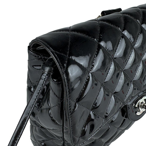 Vintage Double Sided Flap Bag Quilted Patent Medium