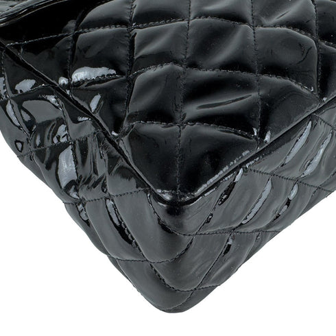 Vintage Double Sided Flap Bag Quilted Patent Medium