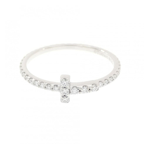 T Wire Ring 18K White Gold and Diamond