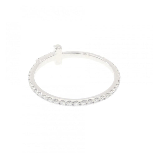 T Wire Ring 18K White Gold and Diamond