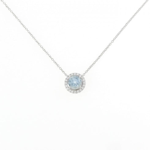 Pendant Necklace Platinum with Aquamarine and Diamond