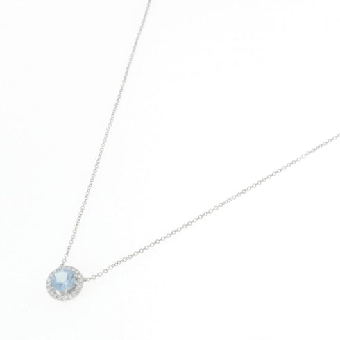 Pendant Necklace Platinum with Aquamarine and Diamond