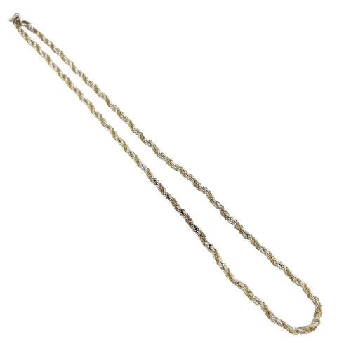 Twist Rope Pendant Necklace Sterling Silver and 18K Yellow Gold