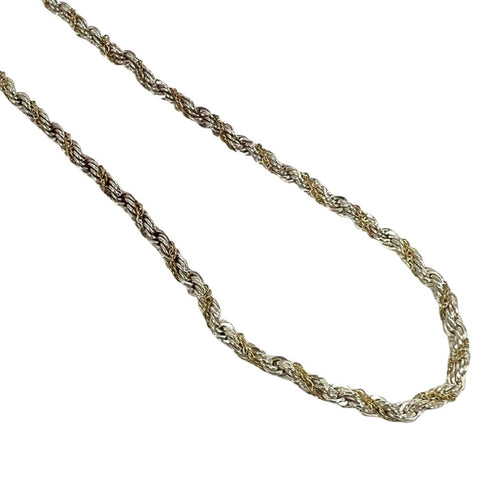 Twist Rope Pendant Necklace Sterling Silver and 18K Yellow Gold