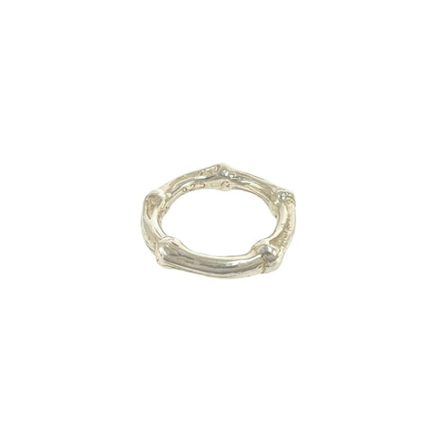 Vintage Bamboo Band Ring Sterling Silver