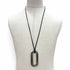 Pendant Necklace Leather Black and Silver