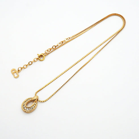 Pendant Necklace Gold and Rhinestone