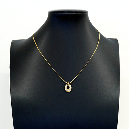Pendant Necklace Gold and Rhinestone