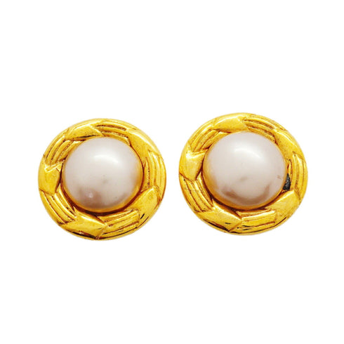 Clip-On Earrings Pearl Clip-On Gold-Tone Metal