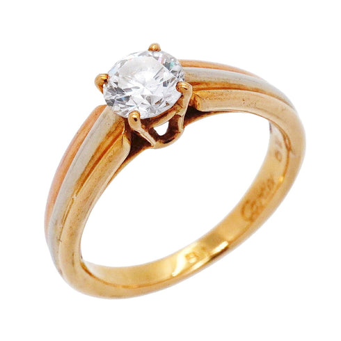 Vendome Louis Cartier Band Ring 18K Tricolor Gold