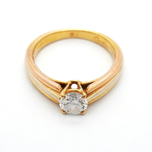Vendome Louis Cartier Band Ring 18K Tricolor Gold