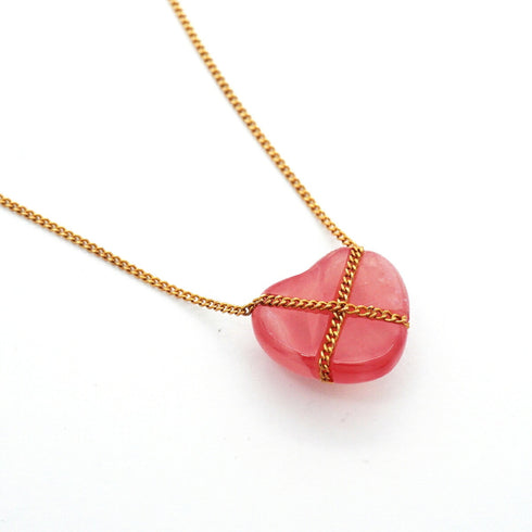 Cross Heart Pendant Necklace 18K Yellow Gold