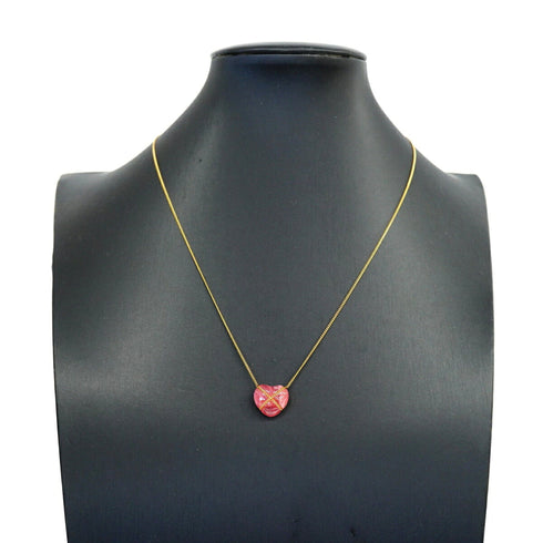 Cross Heart Pendant Necklace 18K Yellow Gold
