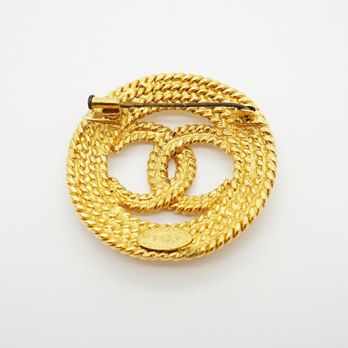 CC Logo Circle Brooch Metal