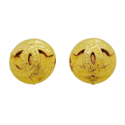 CC Logo Circle Clip-On Earrings Metal Gold-Tone Metal