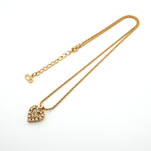 Pendant Necklace Gold and Rhinestone