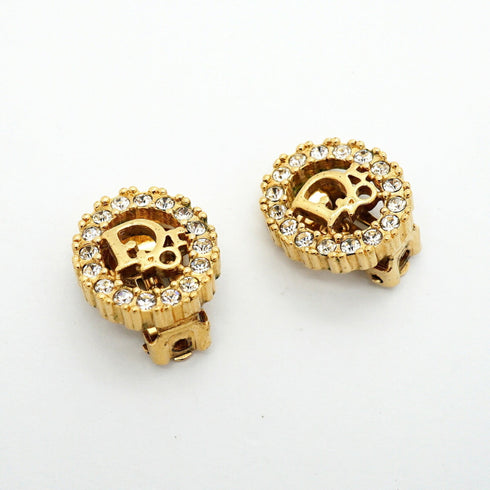 Rhinestone Clip-On Earrings Gold and Rhinestone