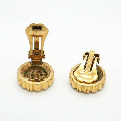 Rhinestone Clip-On Earrings Gold and Rhinestone