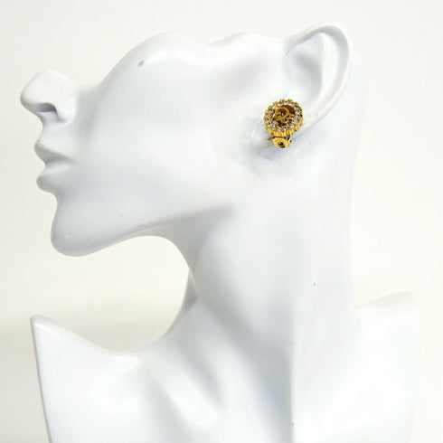 Rhinestone Clip-On Earrings Gold and Rhinestone