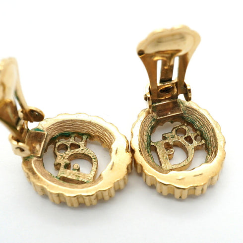 Rhinestone Clip-On Earrings Gold and Rhinestone