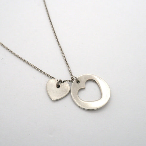 Stencil Heart Pendant Necklace Sterling Silver