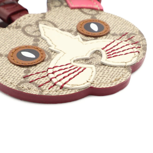 Cat Shape Charm GG Supreme and Leather Beige Bordeaux Multi-Color Handbag Charm