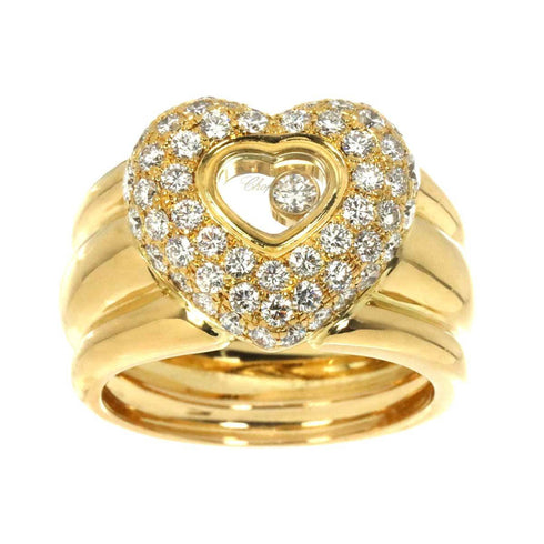 Happy Diamonds Heart 1 Ring 18K Yellow Gold and Diamond