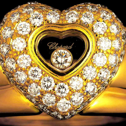 Happy Diamonds Heart 1 Ring 18K Yellow Gold and Diamond