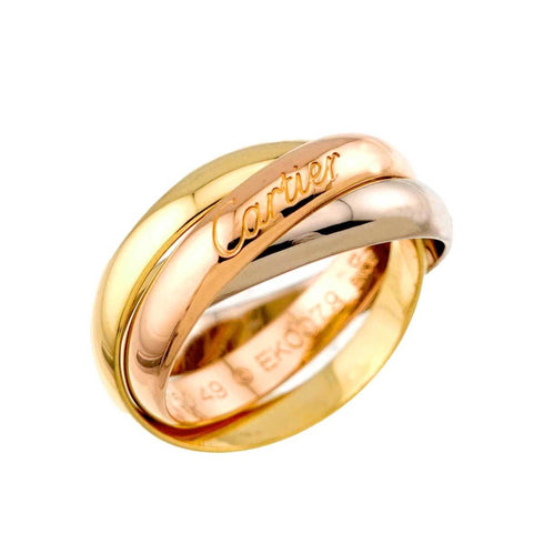 Vendome Louis Cartier Band Ring 18K Tricolor Gold