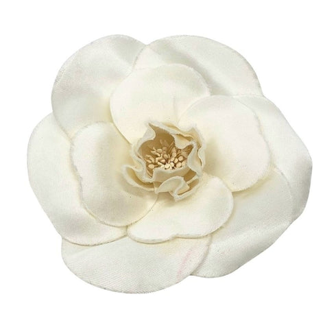 Enamel Corsage Brooch Satin White