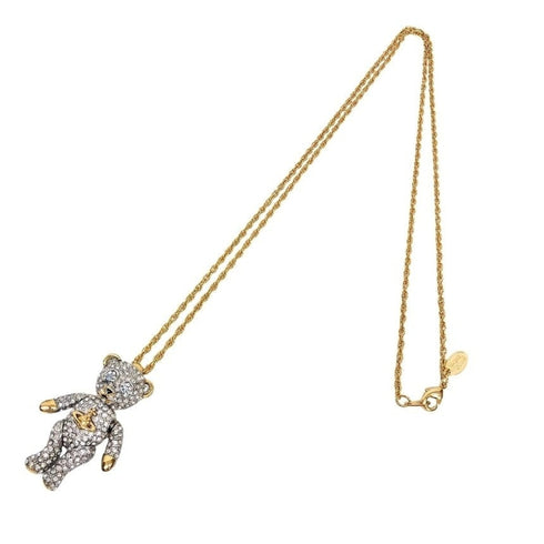 Pendant Necklace Metal and Rhinestone Gold and Silver