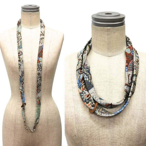 Pendant Necklace Silk Gray