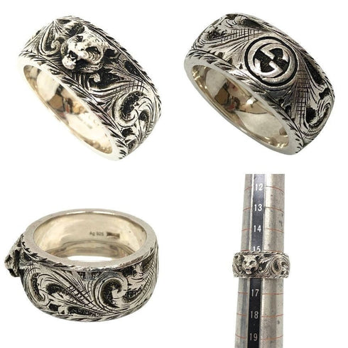 Cat Head Arabesque Band Ring Sterling Silver