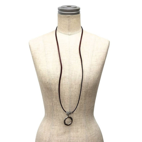 Lanieres Pendant Necklace Box Calf Leather Rouge H