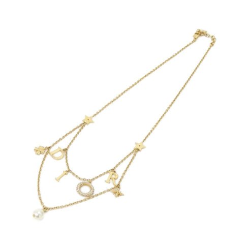 Pendant Necklace Clear White and Gold