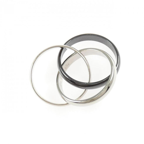 Trinity Ring 18K White Gold and Ceramic