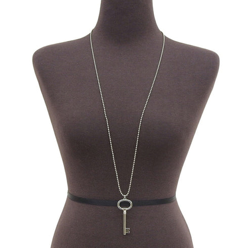 Oval Key Pendant Necklace Sterling Silver