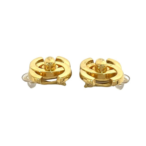CC Logo Turnlock Clip-On Earrings Metal Gold-Tone Metal