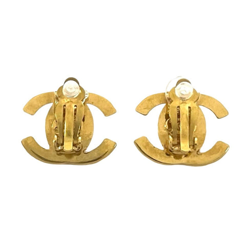 CC Logo Turnlock Clip-On Earrings Metal Gold-Tone Metal