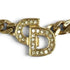 Vintage Rhinestone Cuban Link Choker Necklace Gold