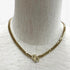 Vintage Rhinestone Cuban Link Choker Necklace Gold