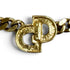Vintage Rhinestone Cuban Link Choker Necklace Gold