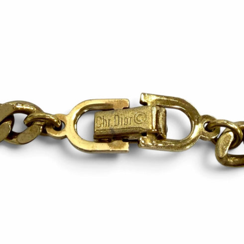 Vintage Rhinestone Cuban Link Choker Necklace Gold