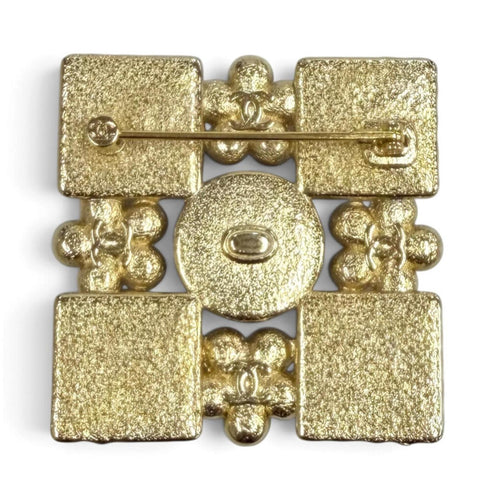 CC Logo Brooch Gold-Tone Metal