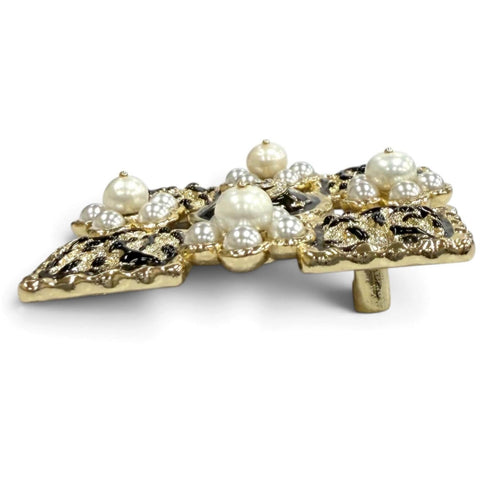 CC Logo Brooch Gold-Tone Metal