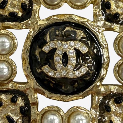 CC Logo Brooch Gold-Tone Metal