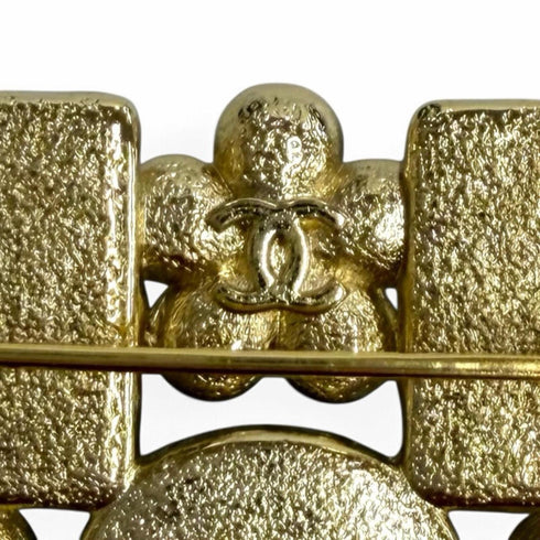 CC Logo Brooch Gold-Tone Metal