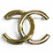 CC Logo Brooch Gold-Tone Metal