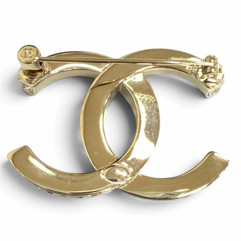 CC Logo Brooch Gold-Tone Metal